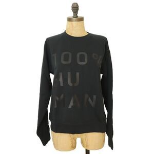 EVERLANE 100% Human Typography Crew Neck Sweatshirt S Petite Unisex Black B58